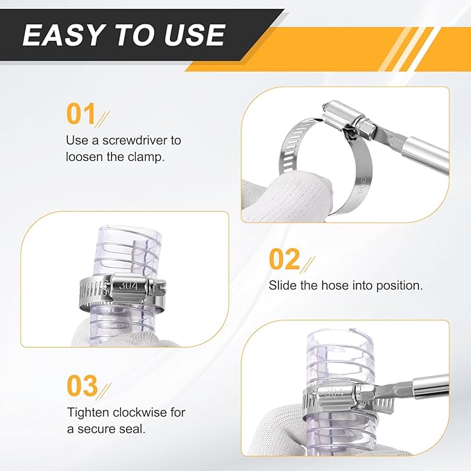 HARFINGTON 12 Pcs Hose Clamp 6-1/8"-7" (155-178mm) 304 Stainless Steel Adjustable Worm Gear Hose Clamp Assortment Kit for Fuel Line Pipe Plumbing Automotive Tube Mechanical