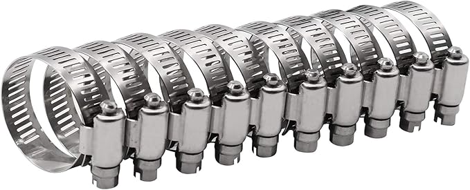 ROADFORMER 2.5" Worm Gear Hose Clamp - SAE 40 Size, Full Stainless Steel with 1/2" Band Width, Working Range 52mm - 76mm Hose Clamps, 10 Pack