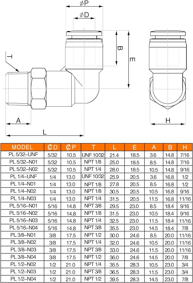 CEKER 1/2 Elbow Male Airlines Push Fittings 90 Degree Push to Connect Fittings Air Fittings, PL 1/4" Od x 1/2" Npt Thread Pneumatic Push In Connectors Quick Connect Tube Fittings 5Packs