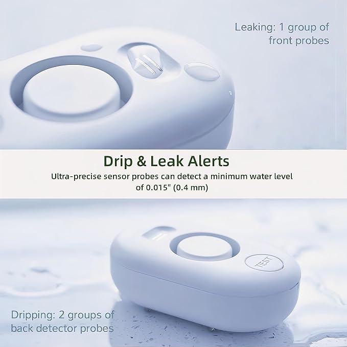 METAK Water Leak Detector Alarm: WiFi Water Flooding Monitor Smart App Sink Overflow Monitoring Adjustable Wet Moisture Alert Pipe Leakage Drip Detection Warning for Home Basement Floor