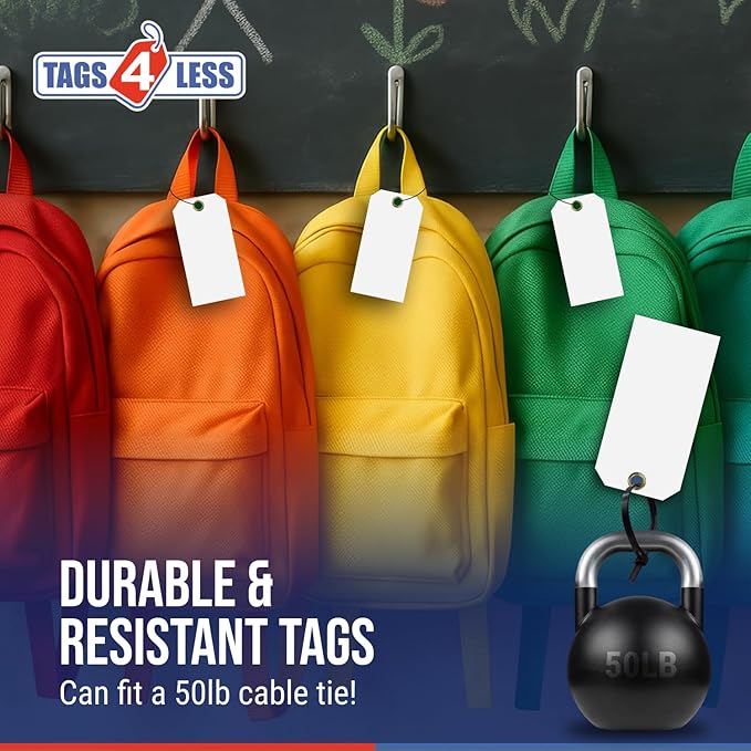 Tags 4 Less 15 Mil Waterproof Plastic Tags, Pack of 100 – 4” x 8” Heavy Duty Plastic Tags for Labeling, Outdoor Tagging, Equipment Labeling, Luggage, Valves & More (Fluorescent Green)