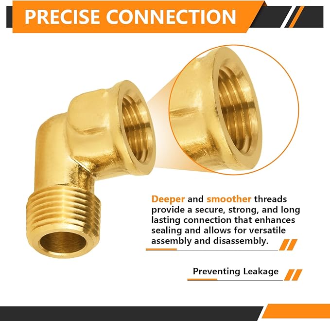 10-PCs HeSun Brass Pipe Fitting, 3/8" NPT Male x 3/8" NPT Female 90-Degree Barstock Street Elbow