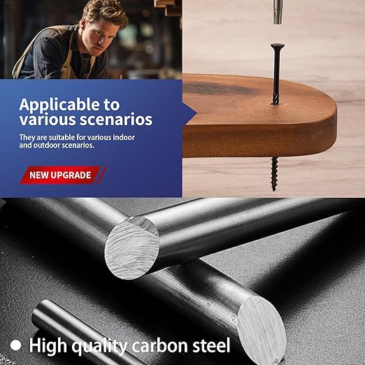 #10 x 2-1/2" Deck Screws (159Pcs) 2lb. Carbon Steel, Black, Flat Head, Rust Resistant epoxy Coated, with T25 Star Bit