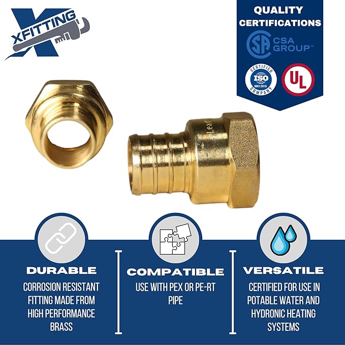 XFITTING 3/4 inch Pex x 1/2 inch Female NPT Adapter, 23-4-5=10X, 10 Pieces