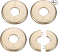 HARFINGTON 4pcs Wall Split Flange 26.5mm/1" Self-Adhesive Plumbing Cover Plates ABS Plastic Round Escutcheon Plate Buckle Design for Water Pipe Bathroom Kitchen Decoration, Gold Tone
