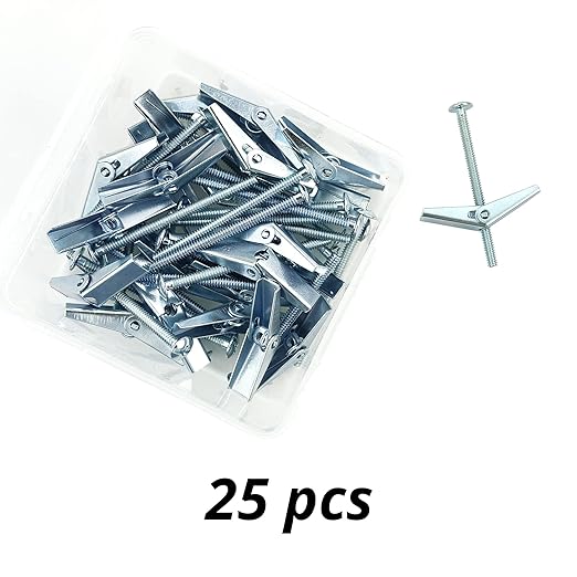 HASWARE Toggle Bolt Zinc Plated Steel and Wing Nut for Hanging Heavy Items on Drywall 1/8 x 2 (25 Pack)