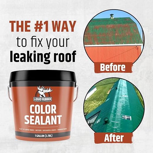Liquid Rubber Color Waterproof Sealant - Elastomeric Roofing Coating for Flat or Slope Roofs & Foundations - DIY Paint & Leak Repair Membrane Compatible with Metal & Concrete - White, 1 Gallon