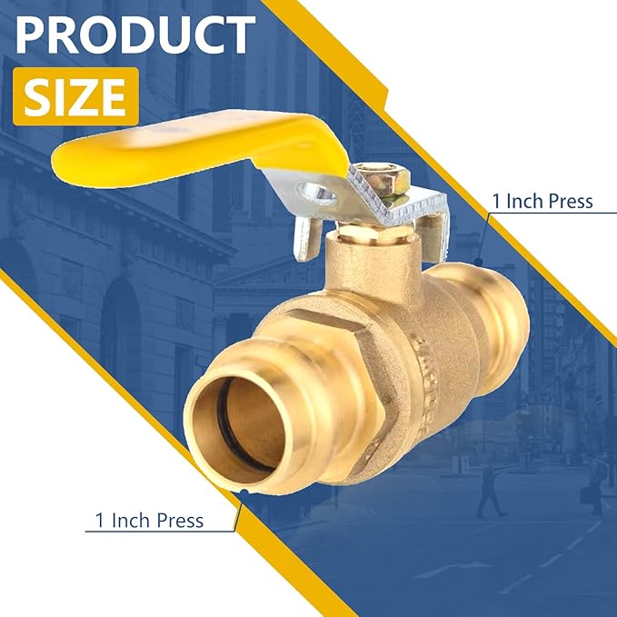 1-Inch Copper Press X Press Ball Valve for Copper Tubing,Brass Full Port Water Stop Shut Off Ball Valve,1/4 Turn with EPDM O-ring(Pack of 50)(VALVE407-50Pack)