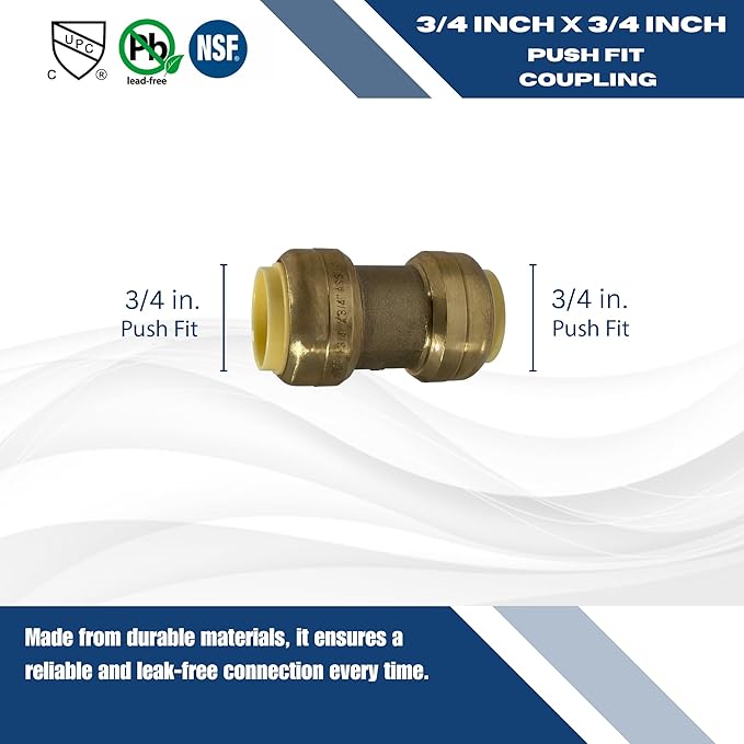 XFITTING Push Fit 3/4 Inch x 3/4 Inch, 3/4 in Push Fit Coupling, 27-2-2=2XX, 2 Pieces