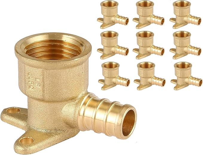 GUOFIS(Pack of 10) Pex 1/2 Inch x 1/2 Inch Female NPT Drop Ear Elbow,PEX Brass Fittings for Transition from Pex to Threaded(PEX1807159)