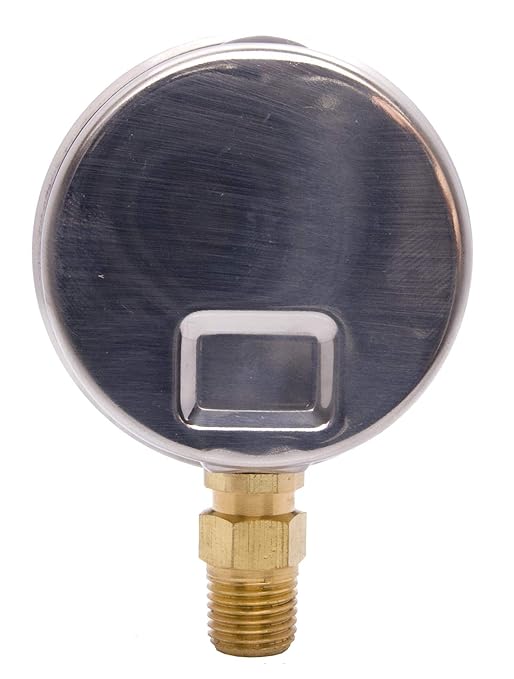 2-1/2" Oil Filled Vacuum Pressure Gauge - Stainless Steel Case, Brass, 1/4" NPT, Lower Mount Connection, 30HG/30PSI