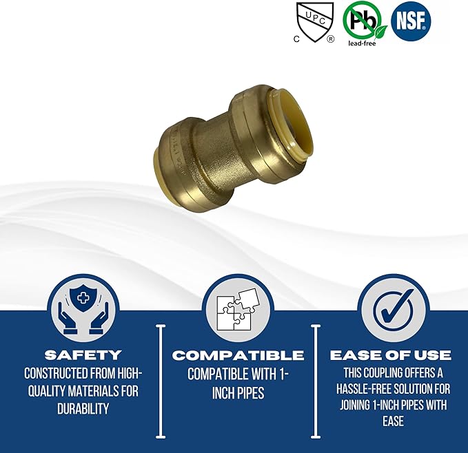 XFITTING Push Fit 1 Inch x 1 Inch, 1 in Push Fit Coupling, 27-1-2=2XX, 2 Pieces