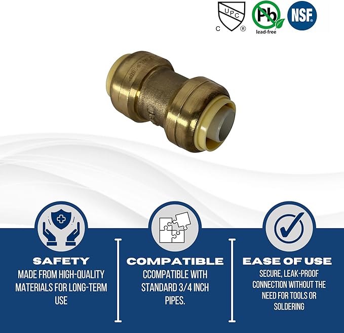 XFITTING Push Fit 3/4 Inch x 3/4 Inch, 3/4 in Push Fit Coupling, 27-2-2=2XX, 2 Pieces