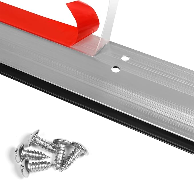 42 inch Door Draft Stopper Bottom Mice Seal Strip Metal Blocker, Aluminium Mouse Sweep 2" Height, Black