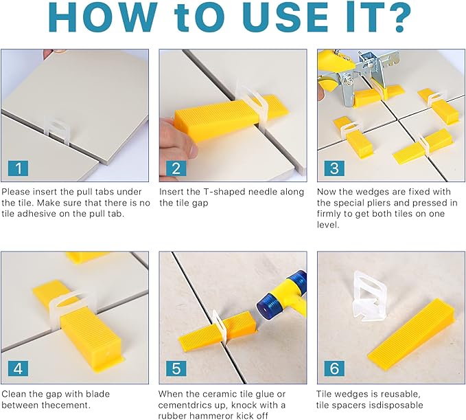 Upgraded Tile Leveling System 1/32" Kit - 600 Spacers, 200 Reusable Wedges & Floor Tile Pliers for Bathroom, Living Room Tile Installation(200+600, 1/32)
