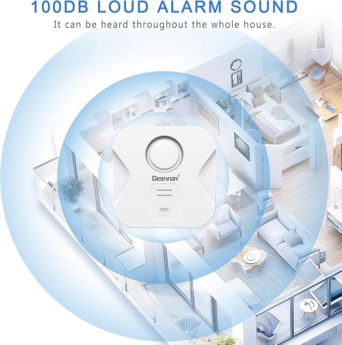 Geevon 10 Pack Water Leak Detectors for Home, 100dB Water Sensor Alarm Flood Leakage Detection Devices for Bathroom, Basements, Laundry Rooms, Kitchen, IP56 Waterproof(Battery＆Screwdriver Included)