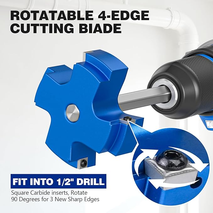 7Pcs PVC Pipe Reamer Kit, PVC Fitting Saver for SCH40, Includes 1-1/4", 1-1/2", 1", 3/4", 3", 2", 4", Plumbing Pipe Fitting Tools with 4 Blades-Compatible with 1/2" Drills