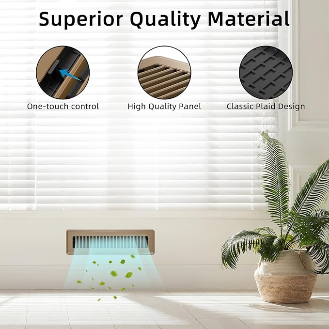 Floor Register 2x10, 4 Pack Floor Vent Covers for Home Floor Heavy Duty Steel Walkable Floor Vents Air Vent Covers for Sidewall and Floor, Brown