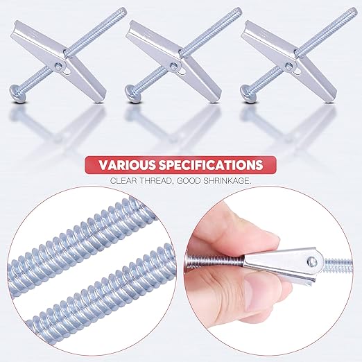 Hilitchi Molly and Toggle Bolt Zinc Plated Steel Philips Round Head Toggle Wing Nut Bolt (30Pcs 1/8 Inch)