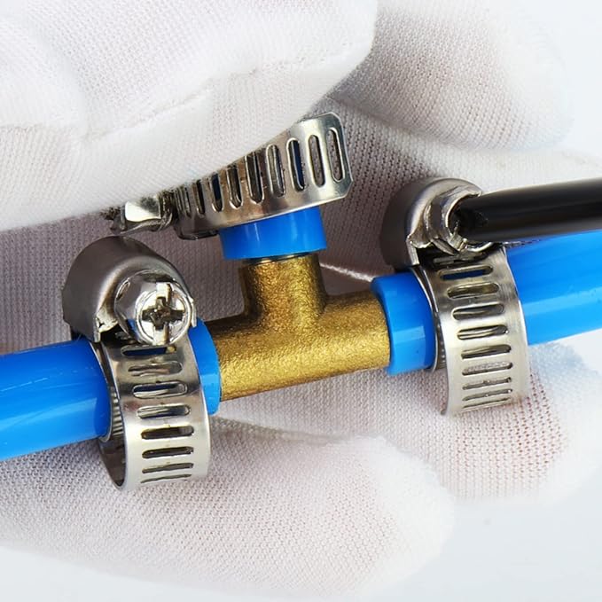 ChillWaves Brass Hose Barb Fittings, Tee 3 way Union Intersection/Splitter Fitting 1/8" Barb x 1/8" Barb x 1/8" Barb For Water/Fuel/Air(6-PACK)