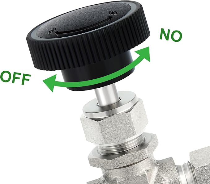 TAISHER 1PCS 316 Stainless Steel Compression Tube Straight Needle Valve 1/4" Tube OD x 1/4" Tube OD For Flow Control Water Gas Oil