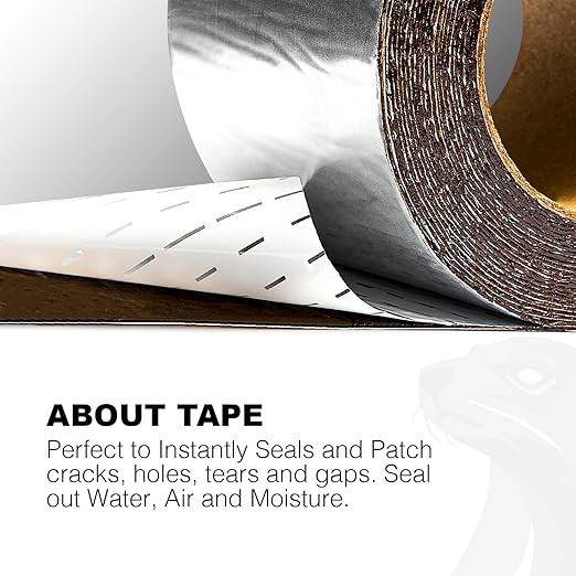 Silver RV Roof Sealant Tape, 6" x 25' Waterproof Repair Seal Tape – Extra Thick, UV-Resistant, Weatherproof Patch for Permanent Leak Sealing on RVs, Trailers, and Mobile Homes