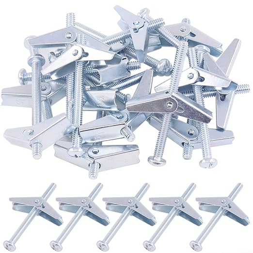 Hilitchi Molly and Toggle Bolt Zinc Plated Steel Philips Round Head Toggle Wing Nut Bolt (60Pcs 1/4 Inch)