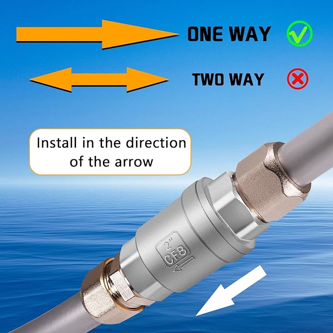 Boltigen 2 inch Spring Check Valve, 304 Stainless Steel CF8 Non Return One Way Horizontal Check Valve, Vertical Inline Water Check Valve for Well, Pump, Tank, Backflow Prevention, WOG 1000