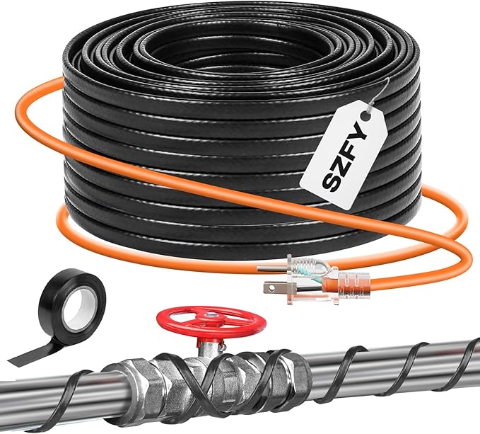 3FT~200FT Heat Tape for Water Pipes, -40°F Deicing Cable,Pipe Heat Cables for Roof,Gutter，Farm，Freeze Protetion Heating Wires, Heated Water Hose,Plumbing Fixtures,120V 5W/FT (50FT)