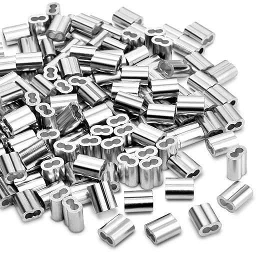 120Pcs 1/8"Cable Crimp Sleeves, Aluminum Wire Rope Crimping Loop Sleeve. Cable Ferrules for Cable and Wire Rope Crimp Double Barrel Crimp Sleeves (M3-1/8")