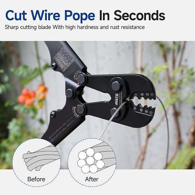 iCrimp Wire Rope Crimping Tool, Wire Cutter, for Aluminum Oval Sleeves,Stop Sleeves,Crimp Ferrules,Crimping Loop Sleeve from 3/64-inch to 1/8-inch