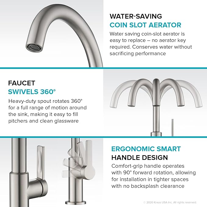 KRAUS Oletto Single Handle Kitchen Bar Faucet in Brushed Brass, KPF-2822BB