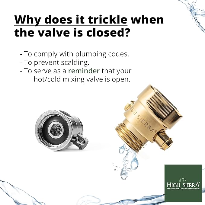 High Sierra® - Shower Head Pause & Pressure Control Valve - Solid Metal – Push-Button Valve Easily Controls the Flow of Water or Shuts It Off to Just a Trickle - Brushed Nickel Finish
