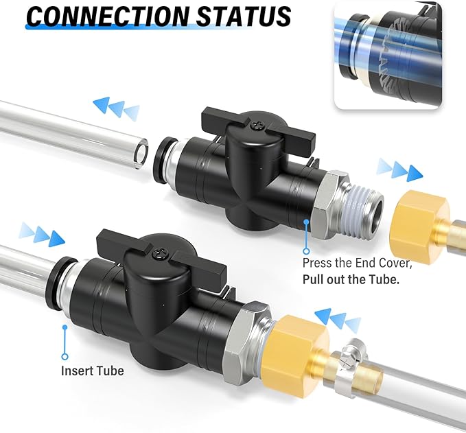 TAILONZ PNEUMATIC 1/2 Inch Tube OD x 3/8 Inch NPT Thread Ball Valve Air Flow Control Valve Push to Connect Fitting BVC-1/2-N3（Pack of 3）