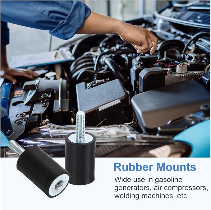 uxcell M6 Rubber Mounts, 1Pcs 20x30mm(DxH) Rubber Cylindrical Anti Vibration Isolator Shock Absorber with Lock Nut for Car Bobbin Generator Air Compressors