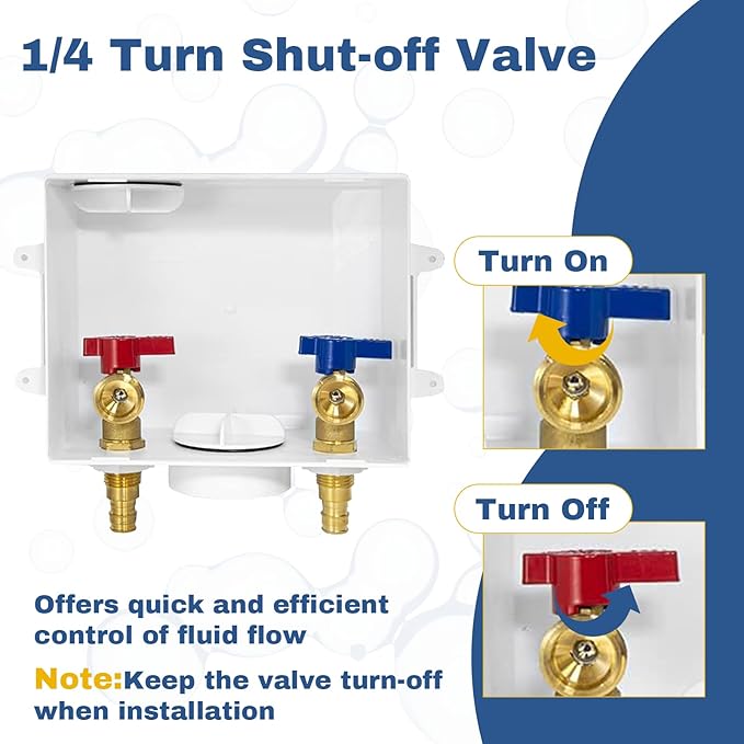 5-PACK GUOFIS Washing Machine Outlet Box, PEX Laundry Washer Box with Central and Side Drain Design(1/2"PEX-A Expansion Connection Inlet X 3/4"MHT Outlet)(WM003-5Pack)