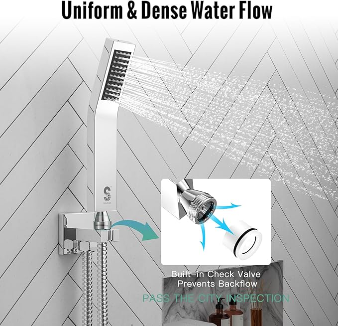 SR SUN RISE SRSH-C1003 Ceiling Mount Bathroom Luxury Rain Mixer Shower Combo Set Rainfall Shower Head System 10 Inch Polished Chrome (Contain Shower Faucet Rough-In Valve Body and Trim）