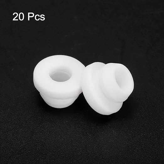MECCANIXITY 20Pcs Snap Silicone Rubber Grommet Plug Mount Dia 7.5mm ID 5mm Narrow Groove Width 2mm Seal Anti-Scratch Sleeves for Electrical Box Cable Pipes White