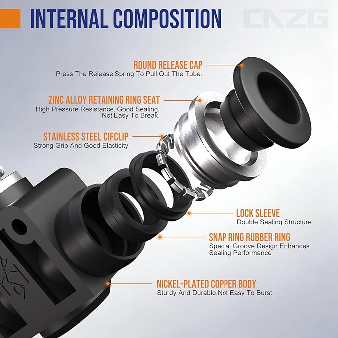 5/16(8mm) Push To Connect Valves,Pneumatic 5/16(8mm) Air Control Valve,Quick Push To Connects Fittings,Throttle Flow Speed Controller