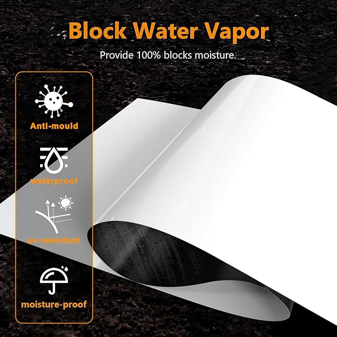 Crawl Space Vapor Barrier, 10 Mil Vapor Barriers, 10' x 100', Drop Cloth Vapor Barrier Covering for Crawl Space Encapsulation, Heavy Duty Polyethylene Plastic Sheeting, Black and White Panda Film