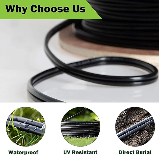 16/2 Low Voltage Landscape Wire, 16 Gauge 2 Conductor 250 Feet, Low Voltage Wire, Outdoor Direct Burial Electrical Wire