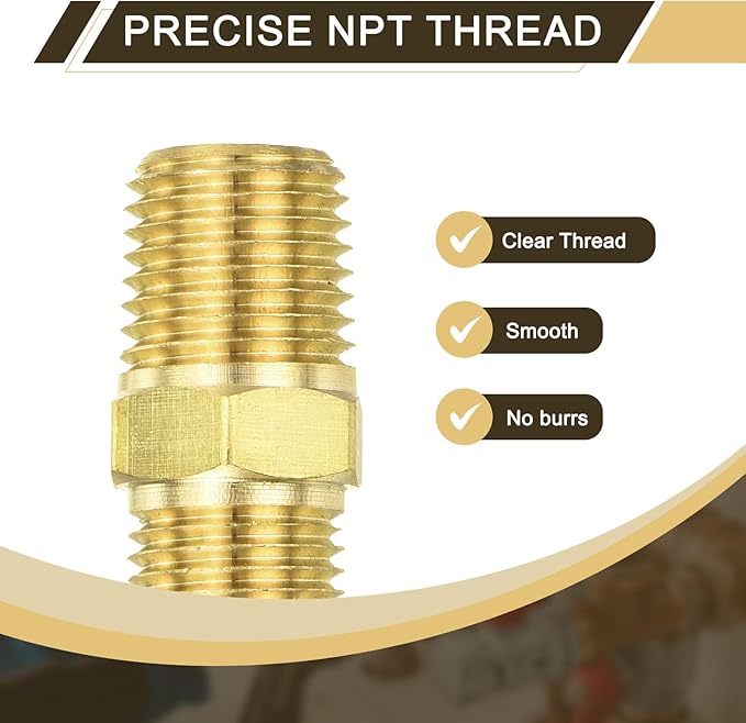 uxcell Brass Tube Fitting, 5/16O.D x 1/4NPT Brass Flared Pipe Adapter Fittings Reducing Nipples Connector, Half Union Gas Adapter for Pipe Connections, Hydraulics, Refrigeration