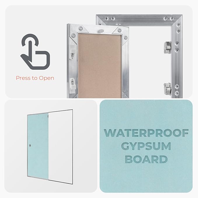 8" x 16" Inch Wall Access Panel - Waterproof Drywall Panel & Aluminum Frame Crawl Space Hatch Door - Plumbing Access Panel for Wall & Ceiling, HVAC - Drywall Access, Cover