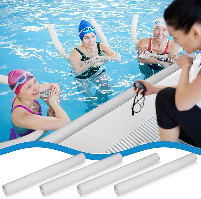 Hanaive White 6 Pcs 40 x 3. 5 x 1 Inch Jumbo Pool Noodles Pipe Insulation Foam Tube Pre Slit Clamp Foam Noodles for Padding Large Tube for Swimming Floating Craft Projects Padding Bumper
