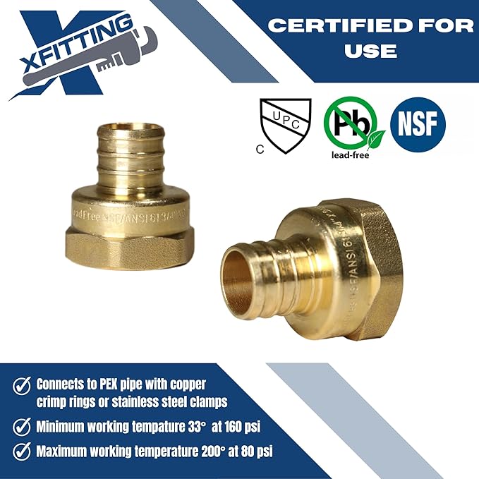 XFITTING 3/4 inch Pex x 3/4 inch Female NPT Adapter, 23-4-2=5X, 5 Pieces