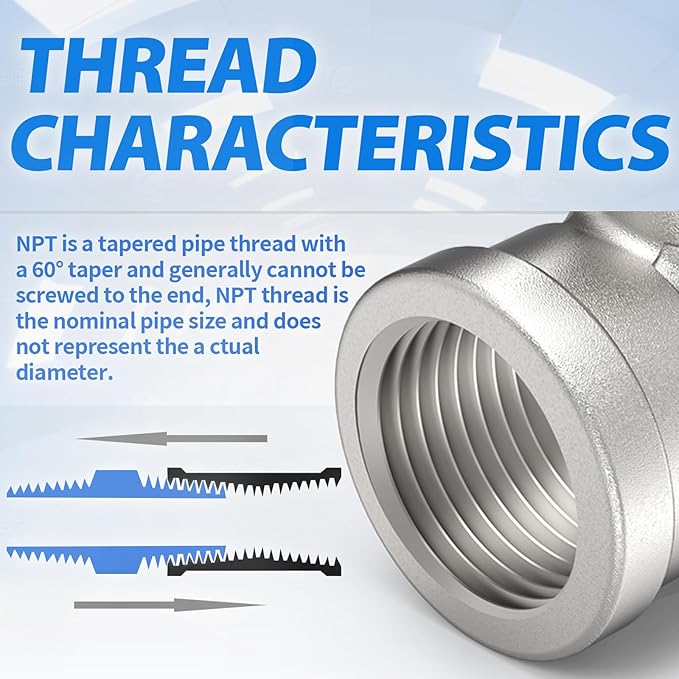 ChillWaves 304 Stainless Steel Pipe Fitting, Male Branch Tee 1/4" NPT Female x 1/4" NPT Male x 1/4" NPT Female Thread Adapter(4-PACK)