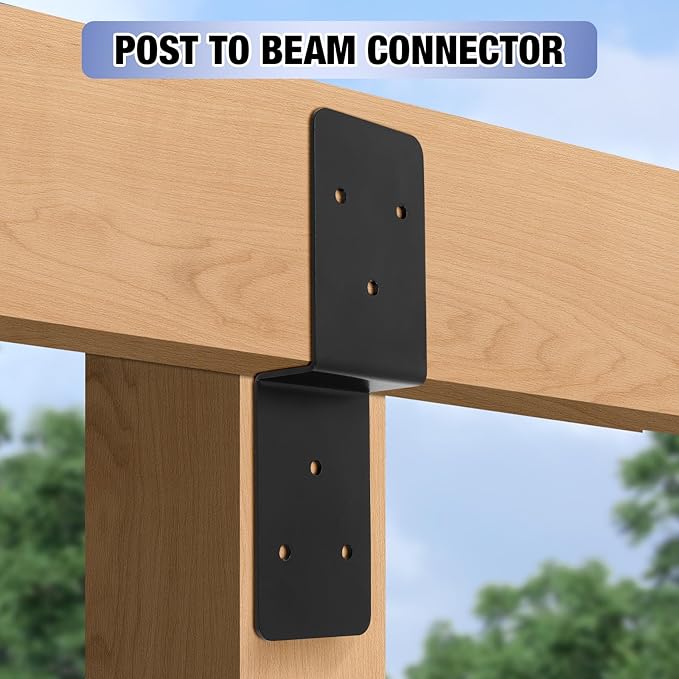 8 PCS 3"x 5" Z Brackets Post to Beam Support, Heavy Duty Carbon Steel Double Angle Channel Angle Support for Wood Shelf Fixing Timber Connector Pergola Bracket
