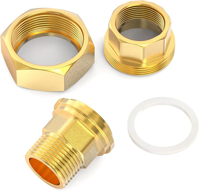 GASHER 1PC Brass Union，1/2" NPT Male x 1/2" NPT Female Pipe Fitting