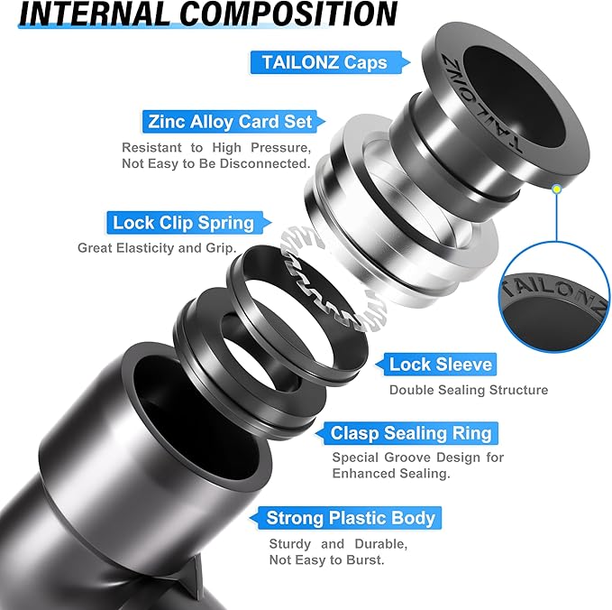 TAILONZ PNEUMATIC Elbow and Straight Combination 1/4 Inch Tube OD x 1/8 Inch NPT Thread Push to Connect Fittings PC-1/4-N1+PL-1/4-N1(Pack of 12)