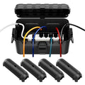 RESTMO 5-Piece Outdoor Waterproof Electrical Box Set – 12.5" x 8.5" x 5" Large & 7.1" x 2.3" x 2.3" Small, Weatherproof Boxes for Power Strip, Outlet, Plug, Socket, Timer, Holiday Light, Black
